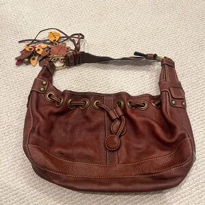 Isabella Fiore Brown Leather Hobo Bag